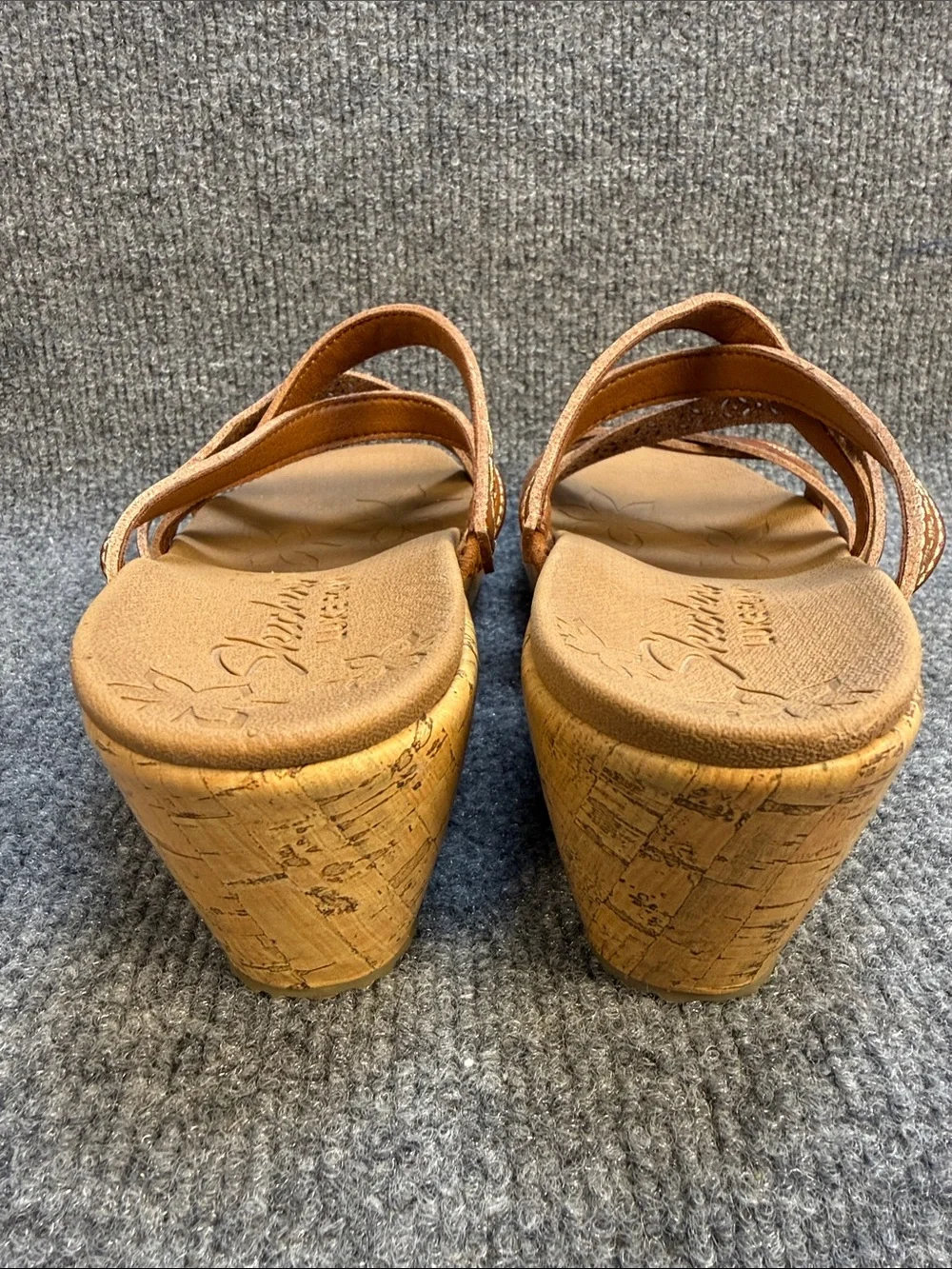 Skechers Women’s Tan/Brown Cork Wedge Sandals Size 8
